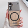 Wood Grain Magnetic PC Shockproof Phone Case, For Galaxy S24+ 5G /  S25+ 5G, For Galaxy S25 Ultra 5G, For Galaxy S24 FE 5G, For Galaxy S24 Ultra 5G  