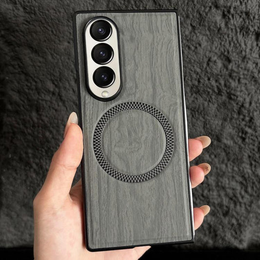 Wood Grain Magnetic PC Shockproof Phone Case, For Galaxy Z Fold3 5G