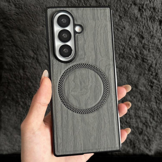 Wood Grain Magnetic PC Shockproof Phone Case, For Galaxy Z Fold7 5G, For Galaxy Z Fold6, For Galaxy Z Fold5, For Galaxy Z Fold4