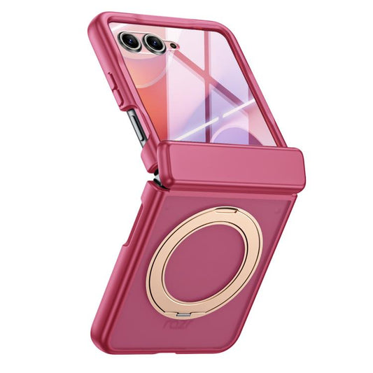 Semi-transparent Frosted Hinge Integrated Film 360 Magnetic Ring Holder Phone Case, For Motorola Razr 70+ / 60 Pro / 50 Ultra, For Motorola Razr 70 / 60 / 50