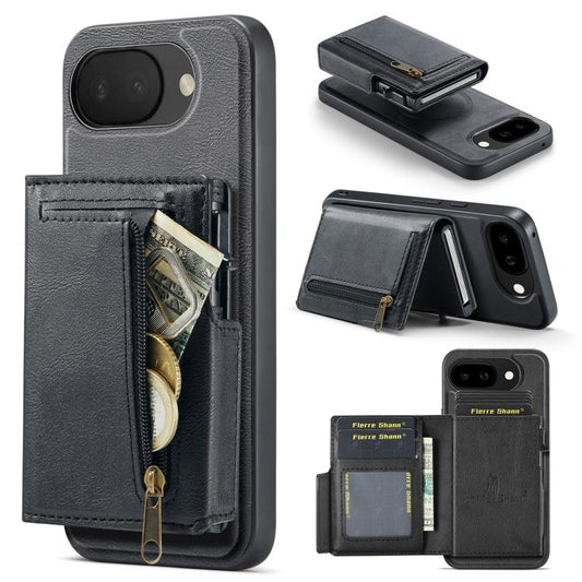 Fierre Shann Oil Wax Vegan Leather Magnetic Card Holder Back Phone Case, For Google Pixel 10a, For Google Pixel 10 Pro XL / 9 Pro XL, For Google Pixel 10 / 10 Pro / 9 / 9 Pro, For Google Pixel 9a  