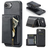 Fierre Shann Oil Wax Vegan Leather Magnetic Card Holder Back Phone Case, For iPhone 17e / 16e, For iPhone 17 Pro Max, For iPhone 17 Pro, For iPhone 17  