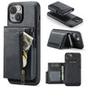 Fierre Shann Oil Wax Vegan Leather Magnetic Card Holder Back Phone Case, For iPhone 15, For iPhone 14 / 13, For iPhone 14 Pro, For iPhone 14 Pro Max  