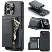 Fierre Shann Oil Wax Vegan Leather Magnetic Card Holder Back Phone Case, For iPhone 13 Pro Max, For iPhone 13 Pro, For iPhone 12 / 12 Pro, For iPhone 12 Pro Max  