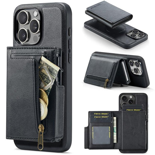 Fierre Shann Oil Wax Vegan Leather Magnetic Card Holder Back Phone Case, For iPhone 11 Pro Max, For iPhone 11, For iPhone 11 Pro  