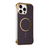 Borderless Kevlar Texture Electroplated Magnetic Phone Case, For iPhone 16 Pro Max, For iPhone 16 Pro, For iPhone 16, For iPhone 15 Pro Max  