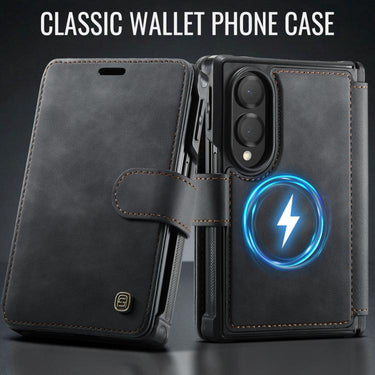 AutSpace A15 Retro Magnetic Clasp Vegan Leather Phone Case, For Galaxy Z Fold8 5G, For Galaxy Z Fold8 Ultra 5G  