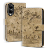 Cartoon Sakura Cat Embossed Leather Phone Case, For Galaxy Z Fold8 5G, For Galaxy Z Fold8 Ultra 5G, For Galaxy Z Fold7 5G  