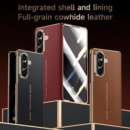 SULADA Transform Into XT Series Shell Film Integrated Magnetic Genuine Leather Phone Case, For Galaxy Z Fold8 Ultra 5G, For Galaxy Z Fold7 5G  