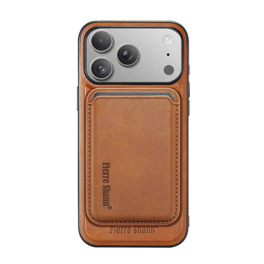 Fierre Shann Oil Wax Vegan Leather Magnetic Card Holder Phone Case, For iPhone 18 Pro / 17 Pro, For iPhone 18 Pro Max / 17 Pro Max, For iPhone 17e / 16e, For iPhone 17  