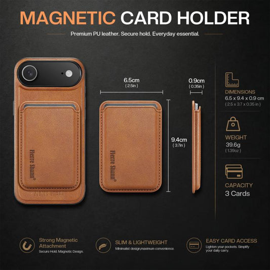 Fierre Shann Oil Wax Vegan Leather Magnetic Card Holder Phone Case, For iPhone Air, For iPhone 16 Pro Max, For iPhone 16 Pro, For iPhone 16 Plus  