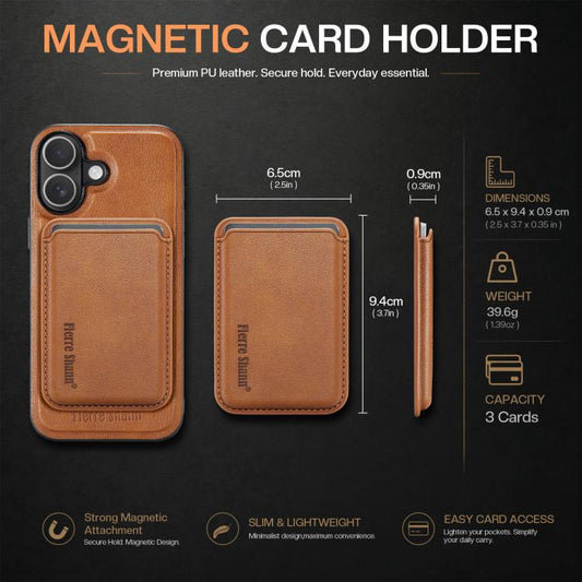 Fierre Shann Oil Wax Vegan Leather Magnetic Card Holder Phone Case, For iPhone 16, For iPhone 15 Pro Max, For iPhone 15 Pro, For iPhone 15 Plus / 14 Plus  
