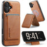 Fierre Shann Oil Wax Vegan Leather Magnetic Folding Card Wallet Phone Case, For iPhone 16, For iPhone 15 Pro Max, For iPhone 15 Pro, For iPhone 15 Plus / 14 Plus  