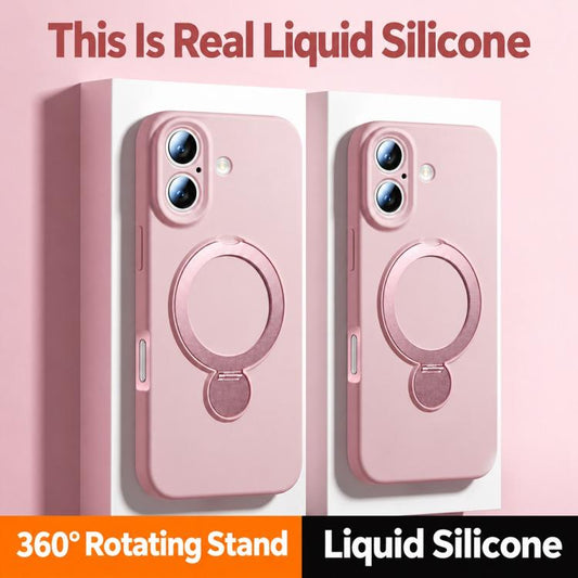 Liquid Silicone 360 Rotating Holder Magnetic Phone Case, For iPhone 17, For iPhone 16 Pro Max  