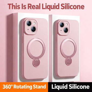 Liquid Silicone 360 Rotating Holder Magnetic Phone Case, For iPhone 15, For iPhone 14  