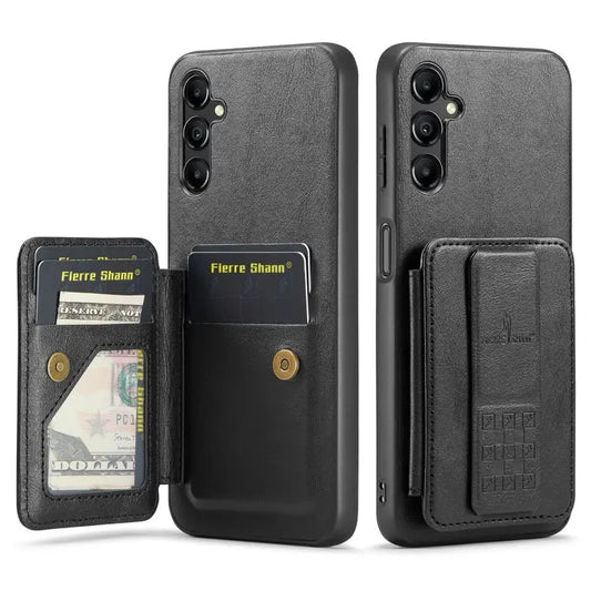 Fierre Shann Oil Wax Cow Leather Card Holder Back Phone Case, For Samsung Galaxy A14 5G, For Samsung Galaxy A53 5G, For Samsung Galaxy A73, For Samsung Galaxy A33 5G  
