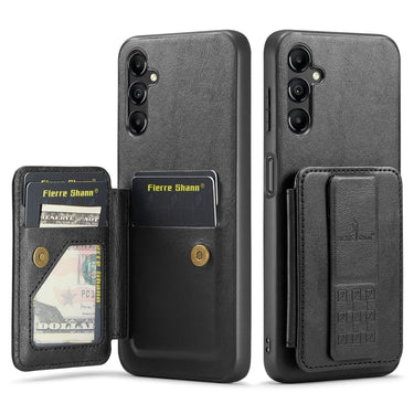 Fierre Shann Oil Wax Cow Leather Card Holder Back Phone Case, For Samsung Galaxy A15 5G, For Samsung Galaxy A55 5G, For Samsung Galaxy A35 5G, For Samsung Galaxy S24 Ultra 5G  