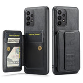 Fierre Shann Oil Wax Cow Leather Card Holder Back Phone Case, For Samsung Galaxy A52 5G/4G, For Samsung Galaxy A71 4G, For Samsung Galaxy A51 4G  