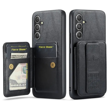Fierre Shann Oil Wax Cow Leather Card Holder Back Phone Case, For Samsung Galaxy S24+ 5G, For Samsung Galaxy A25 5G, For Samsung Galaxy A23 5G, For Samsung Galaxy A24 5G  