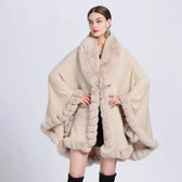 Fur Collar Shawl Cape Knitted Cardigan Baggy Coat  