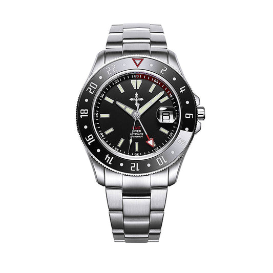 GMT Luminous Waterproof Sapphire Glass Stainless Steel Men's Watch  