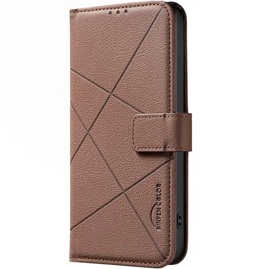 Geometric Pattern RFID Leather Phone Case, For iPhone 15, For iPhone 13 / 14, For iPhone 14 Pro, For iPhone 14 Pro Max  