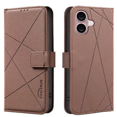 Geometric Pattern RFID Leather Phone Case, For iPhone 16, For iPhone 15 Pro Max, For iPhone 15 Pro, For iPhone 14 Plus / 15 Plus  
