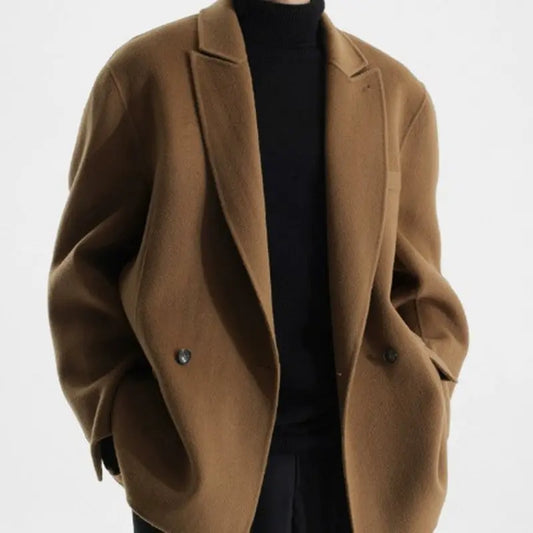 Gun Collar Double-faced Woolen Goods Woolen Suit Wool Coat For Men  