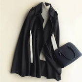 Hepburn Style Reversible Cashmere Coat Women's Mid-length British Classic Style Cape Woolen Coat  