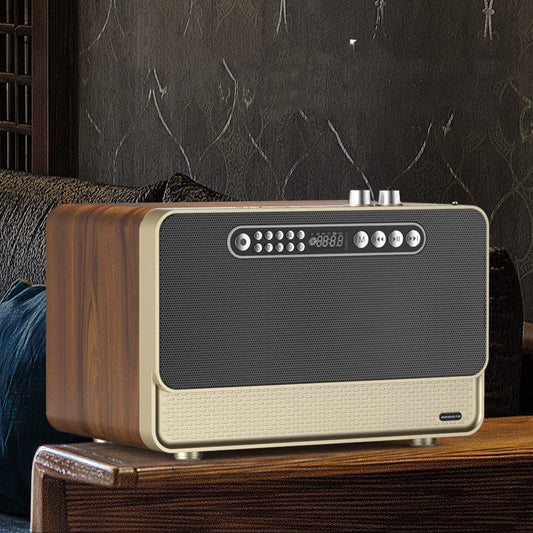 Home Wireless Bluetooth Speaker Wooden High Volume Dual Speaker Subwoofer  