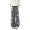 INS Street Straight Leg Patterned Lyocell Ice Silk Jeans  