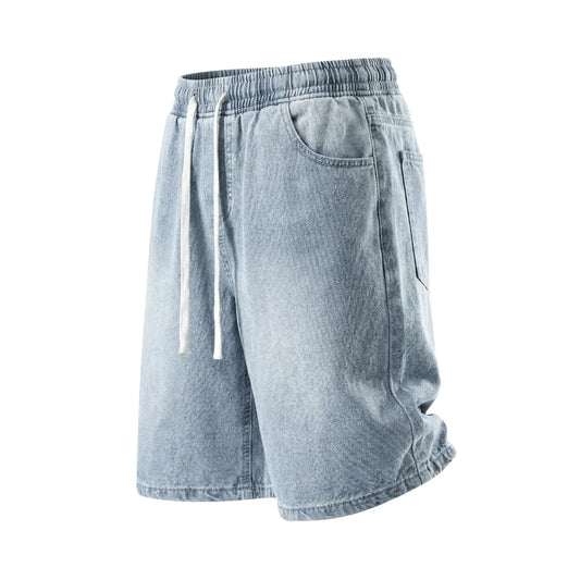Ice Silk Denim Shorts Men's Five-Quarter Pants  