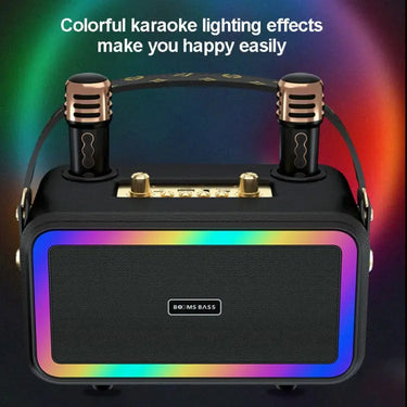 M3201 Portable Colorful Bluetooth Speaker Home Retro Karaoke Dual-Mic Speaker - UTrano