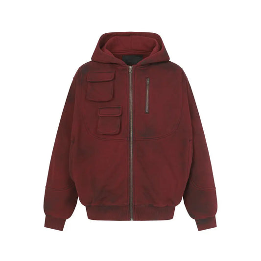 Make an old dirty hoodie with a hood  