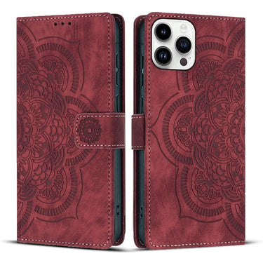 Mandala Embossed Retro Frosted Leather Phone Case, For iPhone 14 Pro Max, For iPhone 7 / 8 / SE 2022, For iPhone 13 Pro Max, For iPhone 13 Pro  