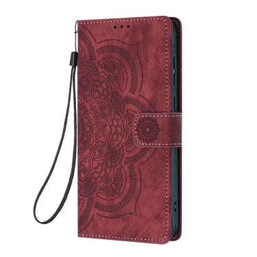 Mandala Embossed Retro Frosted Leather Phone Case, For iPhone 16, For iPhone 15 Pro Max, For iPhone 15 Pro, For iPhone 15 Plus  