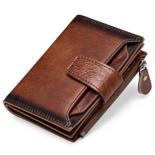 Men's short genuine leather wallet first layer cowhide Korean style fashion casual wallet driver's license wallet father's day gift  