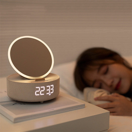Mirror Wireless Charger Alarm Clock Bluetooth Speaker LED Night Light Smart Digital Clock Loudspeaker For Phone Charger  