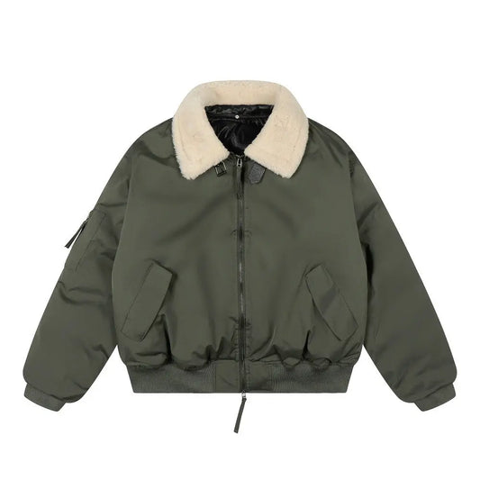 Motorcycle suit with fur collar and cotton jacket  