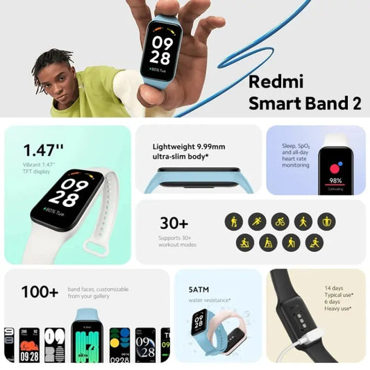 Original Xiaomi Redmi Smart Wristband 2 Fitness Bracelet, 1.47 inch Color Touch Screen, Support Sleep Track / Heart Rate Monitor Utrano