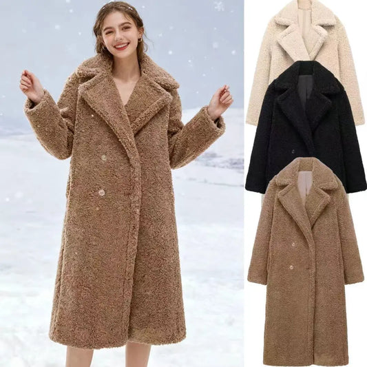 Oversized Coat With A Large Lapel Made Of Thick Lambswool Fleece  