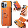 Retro Magsafe Cross Leather Ring Holder Card Bag Phone Case, For iPhone 14 Pro, For iPhone 14 Pro Max, For iPhone 7 / 8 / SE 2022  