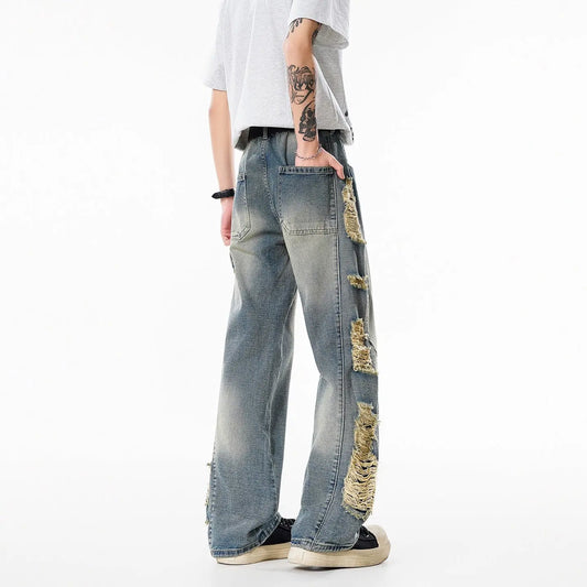Ripped Jeans Men Style Trendy Loose Breathable  