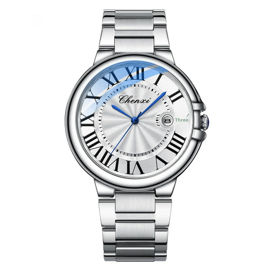 Roman Couple Watches Calendar Steel Belt Waterproof Luminous Classic Utrano