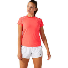 Short-sleeve Sports T-shirt Asics Court Piping W Coral