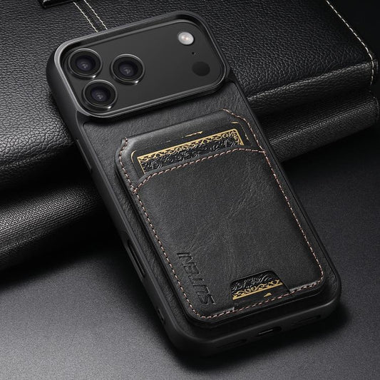 Suteni H02 Leather Wallet Stand Back Phone Case, For iPhone 17 Pro Max, For iPhone 17 Pro, For iPhone 17, For iPhone Air, For iPhone 16e, For iPhone 16 Pro Max, For iPhone 16 Pro, For iPhone 16 Plus  