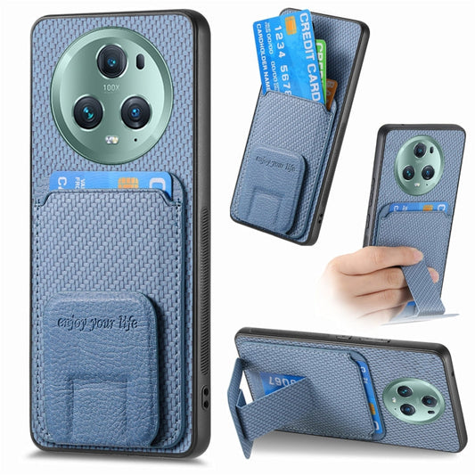 Carbon Fiber Card Bag Fold Stand Phone Case, For Honor X8A, For Honor X9A, For Honor X7A, For Honor 80 SE  