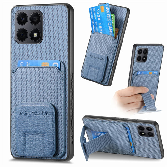 Carbon Fiber Card Bag Fold Stand Phone Case, For Honor X8A, For Honor X9A, For Honor X7A, For Honor 80 SE