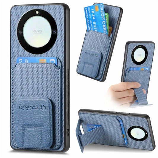 Carbon Fiber Card Bag Fold Stand Phone Case, For Honor 70 Pro, For Honor 70, For Honor Magic4 Pro, For Honor Magic4 5G  