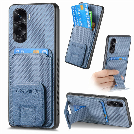 Carbon Fiber Card Bag Fold Stand Phone Case, For Honor X50i / 90 Lite, For Honor X30/X9 5G/Magic4 Lite